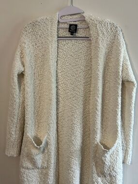 bobeau Cream Bouclé Open-Front Women's Cardigan